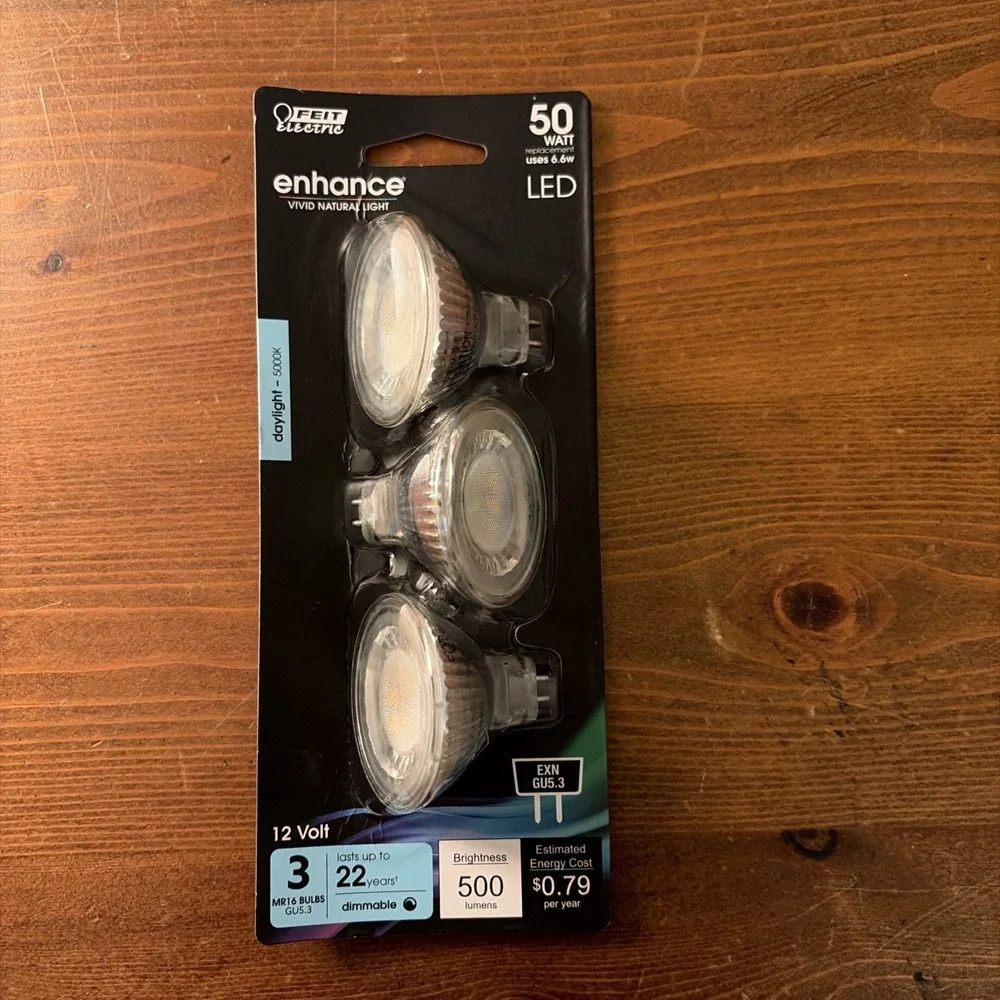 Feit Electric LED MR16 50W‎ 6W Bulbs GU10 5000k Daylight 450 Lumens